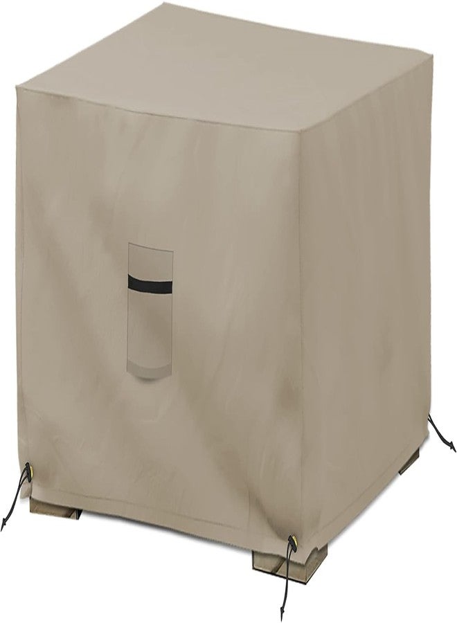 Covers & All Outdoor Ottoman Cover, 12 Oz PVC Coated Polyester, Waterproof Ottoman Slipcover, Square Patio Furniture Covers Suitable for Indoor and Outdoor Use (23” W x 23” L x 18” H, Beige) - Image 1