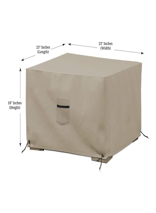 Covers & All Outdoor Ottoman Cover, 12 Oz PVC Coated Polyester, Waterproof Ottoman Slipcover, Square Patio Furniture Covers Suitable for Indoor and Outdoor Use (23” W x 23” L x 18” H, Beige) - Image 2