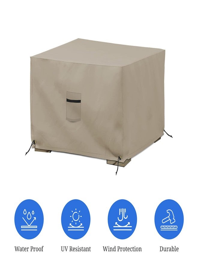 Covers & All Outdoor Ottoman Cover, 12 Oz PVC Coated Polyester, Waterproof Ottoman Slipcover, Square Patio Furniture Covers Suitable for Indoor and Outdoor Use (23” W x 23” L x 18” H, Beige) - Image 3