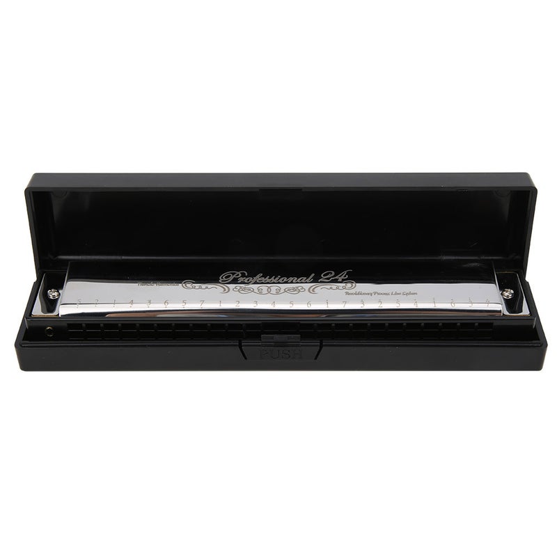 C Key Harmonica: 24-Hole Silver Polyphonic Harmonica - Tight Air Tightness Effortless Playing Professional Tuned Harmonica for Beginners & Music Enthusiasts - Image 2