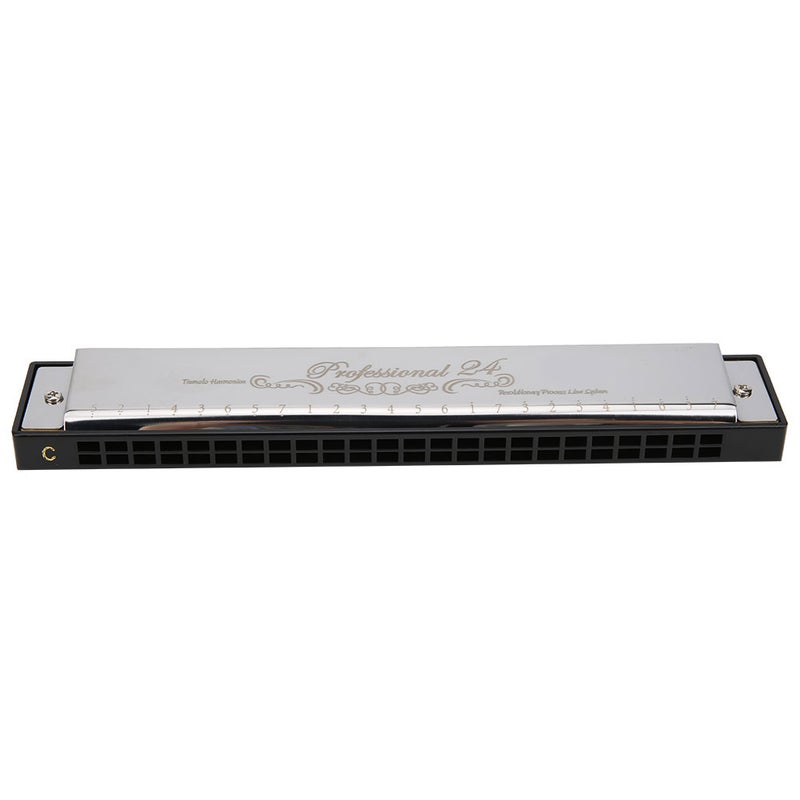 C Key Harmonica: 24-Hole Silver Polyphonic Harmonica - Tight Air Tightness Effortless Playing Professional Tuned Harmonica for Beginners & Music Enthusiasts - Image 4