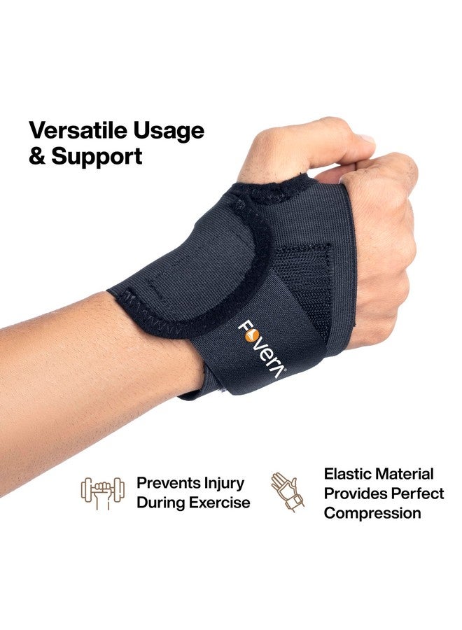 FOVERA Wrist Support Band with Thumb Loops for Gym Workout, Compression Wrist Support for Fitness, Weightlifting, Tendonitis, Carpal Tunnel Arthritis, Wrist Pain Relief for Men & Women (1 Unit) - Image 2
