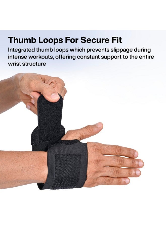 FOVERA Wrist Support Band with Thumb Loops for Gym Workout, Compression Wrist Support for Fitness, Weightlifting, Tendonitis, Carpal Tunnel Arthritis, Wrist Pain Relief for Men & Women (1 Unit) - Image 3