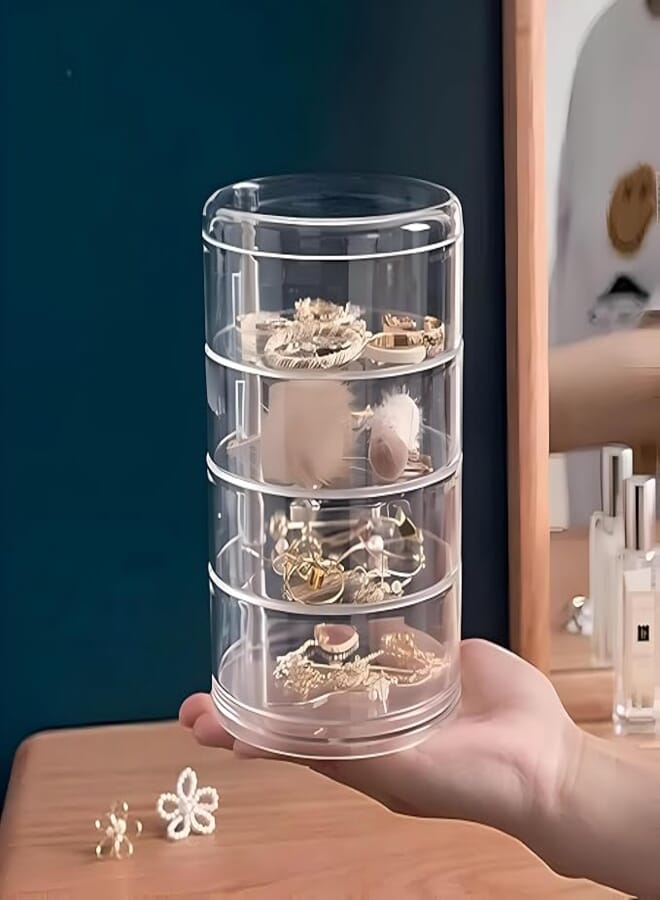 Practical Makeup Case - Circular Acrylic 5-Level Stand for Cosmetics, Stylish and Space-Saving Design