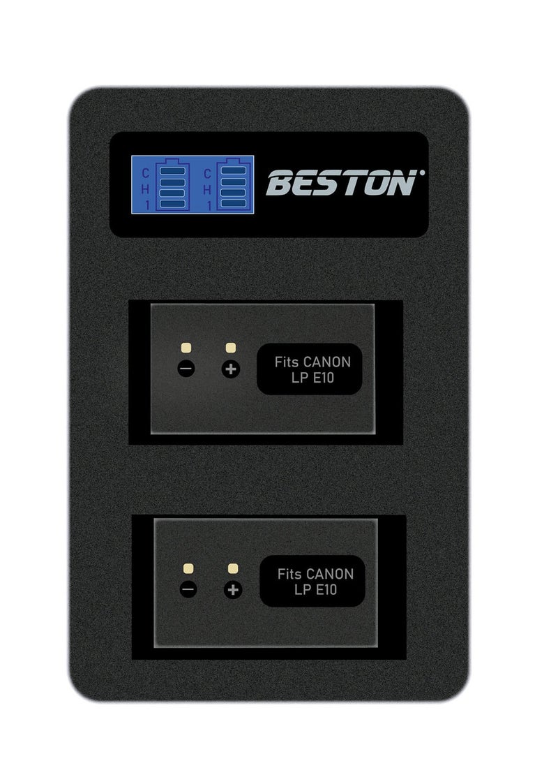 BESTON Beston Charger Double Ports for Canon E10 Batteries: Dual-port charger for Canon E10 batteries, providing flexibility and convenience. - Image 1