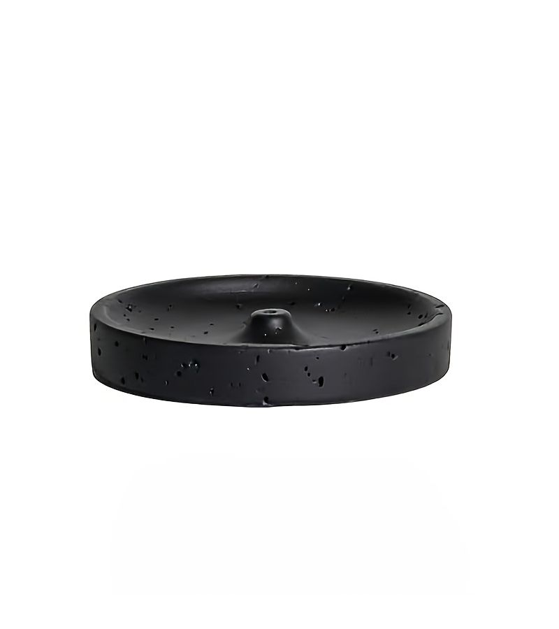 Black Cement Round Incense Holder Plate Modern Minimalist Desktop Decoration - Image 5