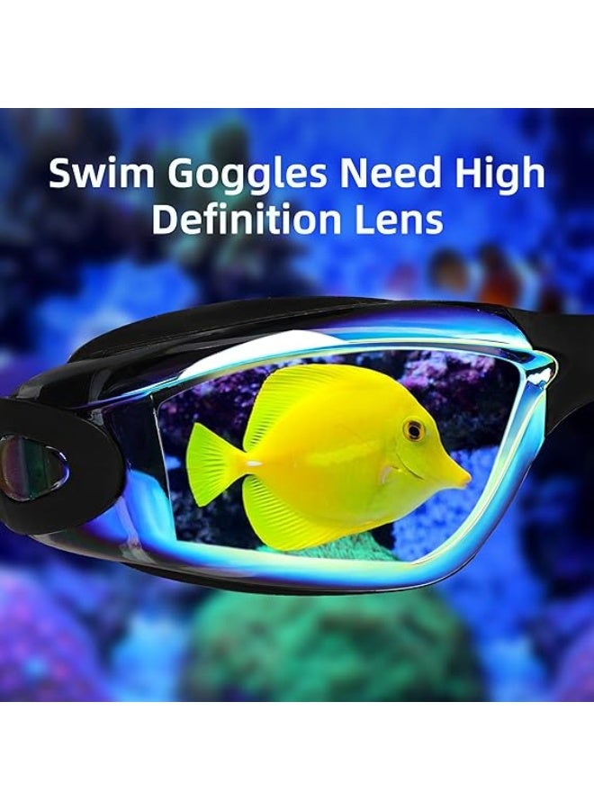 Generic Professional Waterproof Swimming Goggles Mirrored Lens With ultra wide and clear view comes with plastic case Nose Clip with Earplugs and Swimming cap All in one set anti fog swimming goggles - Image 5