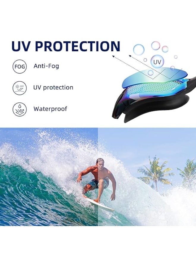 Generic Professional Waterproof Swimming Goggles Mirrored Lens With ultra wide and clear view comes with plastic case Nose Clip with Earplugs and Swimming cap All in one set anti fog swimming goggles - Image 4