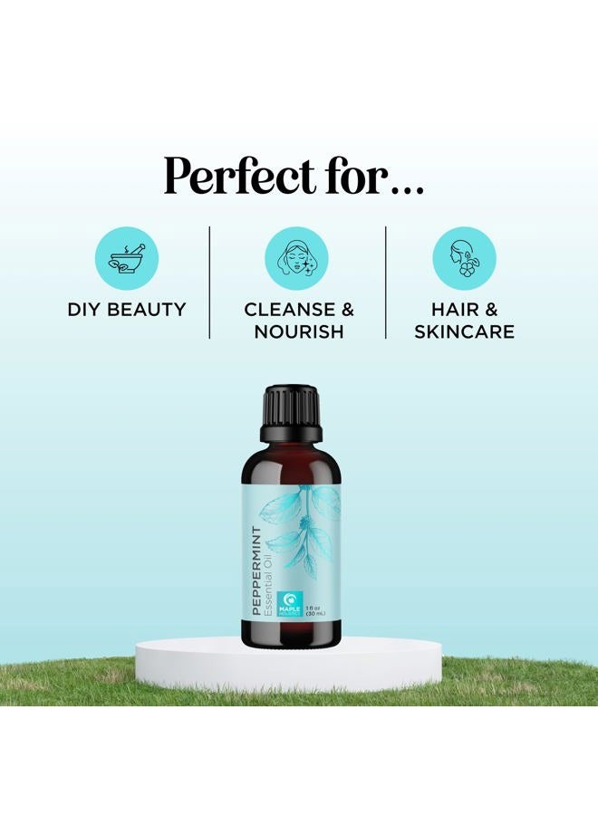 Maple Holistics Peppermint Essential Oil for Diffuser Aromatherapy - 100% Pure Peppermint Oil for Hair Skin and Nails Plus Undiluted Refreshing Aromatherapy Essential Oil for Diffusers Baths and Topical Uses 1oz - Image 2