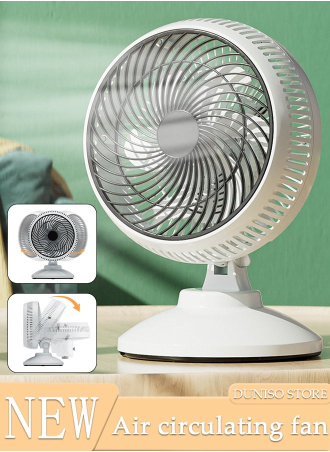 DUNISO Table Air Circulator Fan Mini Personal 2 Speeds Portable Table Fan 90° Adjustable Tilt Desk Fan with Hook Wall Mounted Fan for Whole Room Home Bedroom Office  - Image 1