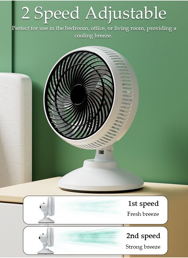 DUNISO Table Air Circulator Fan Mini Personal 2 Speeds Portable Table Fan 90° Adjustable Tilt Desk Fan with Hook Wall Mounted Fan for Whole Room Home Bedroom Office  - Image 3