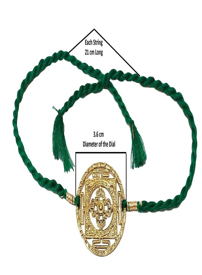 ATHZ Brass Rakhi with Dark Green thread The colour of Heart Chakra for Bhaiya Rakhis Cutwork Brass Dial for Rakshabandhan - Image 5