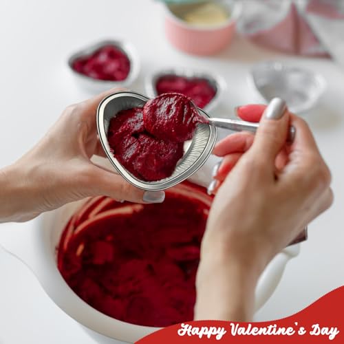 Retainbre 100 Pcs Heart Shaped Cake Pans with Lids Mini Aluminum Foil Cupcake Baking Tins 3.4 Oz Disposable Heart Shape Containers for Valentine's Day, Mother's Day, Wedding, Christmas (Red, Pink) - Image 4