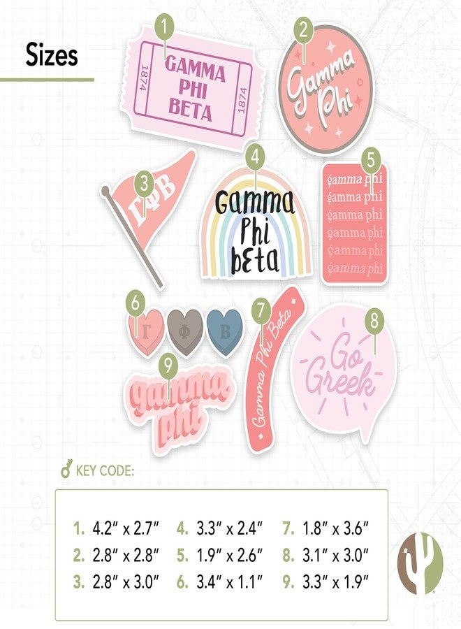 Desert Cactus Gamma Phi Beta Sticker Decal Laptop Water Bottle Car (Cute Sheet) - Image 3