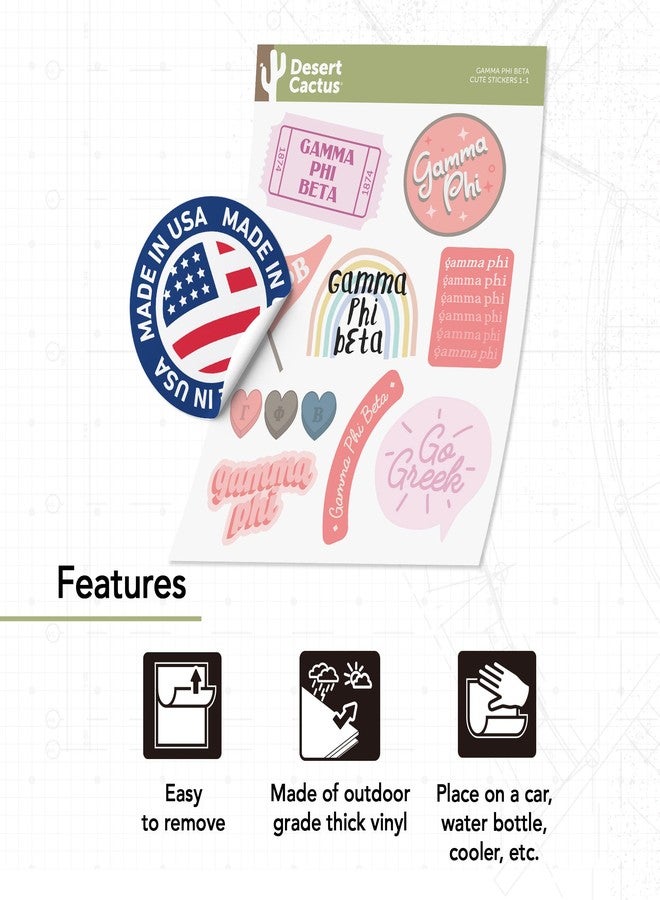 Desert Cactus Gamma Phi Beta Sticker Decal Laptop Water Bottle Car (Cute Sheet) - Image 4