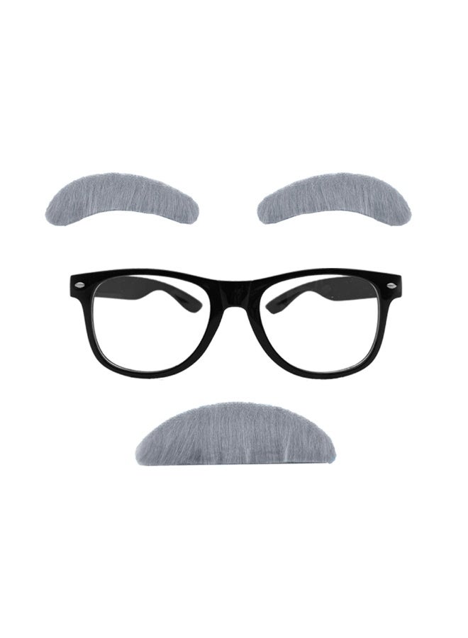 Grandpa costume for boys, including grey old man wig, wig cap, eyebrows and mustache, glasses, cane, Y-shaped elastic suspenders and bow tie (7 pieces), perfect for children to play the role of grandpa. - Image 4