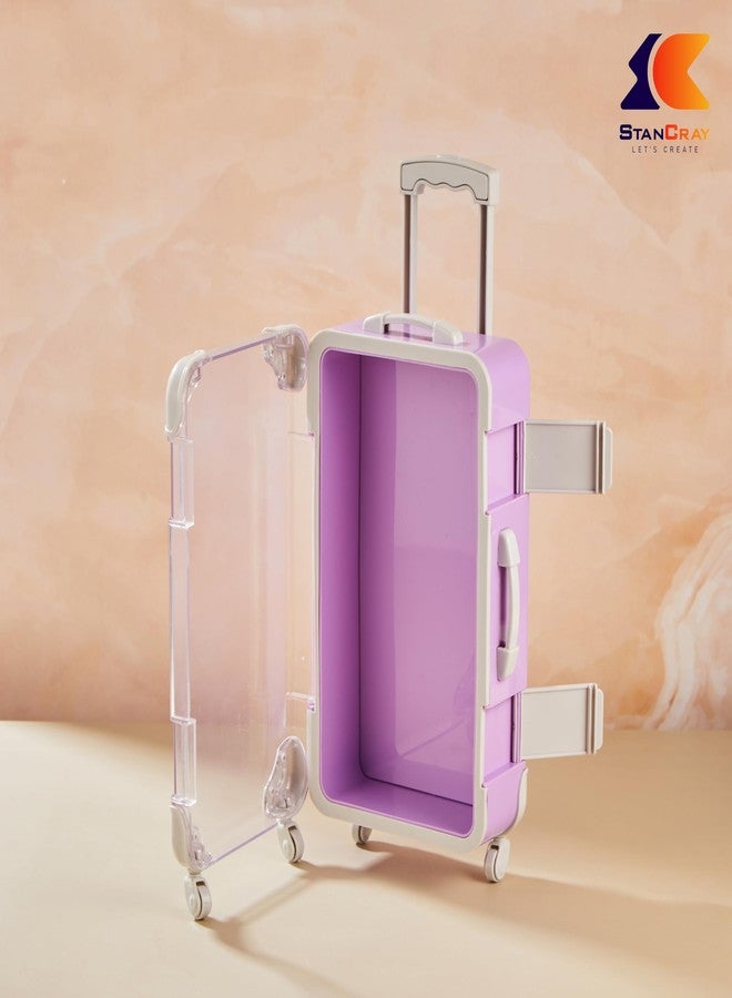 STANCRAY Mini Luggage Case, Double Sided Mini Trolley Suitcase Candy Box for Lashes, Cosmetics, Stationery and Candy Doll Travel Storage Box Holder Organizer for Women Girls for Travel (Purple) - Image 3