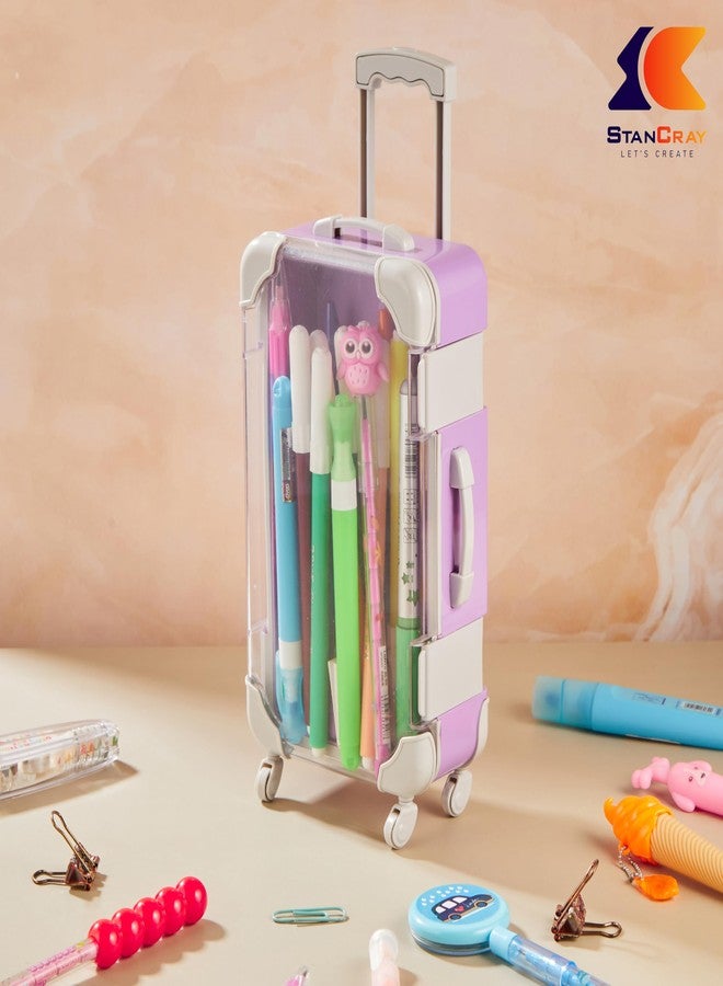 STANCRAY Mini Luggage Case, Double Sided Mini Trolley Suitcase Candy Box for Lashes, Cosmetics, Stationery and Candy Doll Travel Storage Box Holder Organizer for Women Girls for Travel (Purple) - Image 4