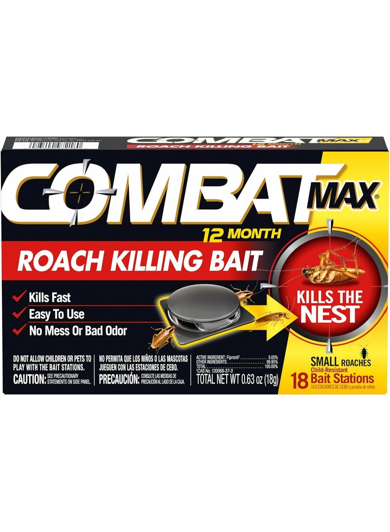 Combat Max 12 Month Small Cockroach Killing Bait - 18 Bait Stations - Image 1