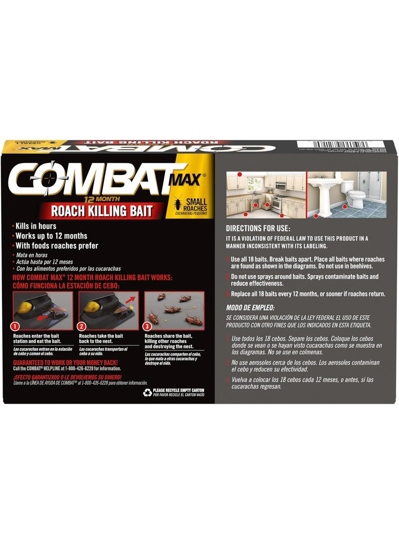 Combat Max 12 Month Small Cockroach Killing Bait - 18 Bait Stations - Image 2