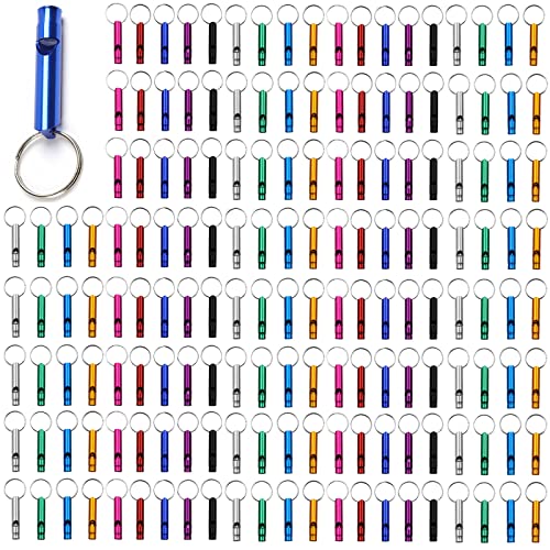 Tergy 100 Pieces Emergency Whistle with Keychain Aluminum Whistle Survival Whistle Key Chain for Camping Hiking Boating Hunting Fishing - Image 1