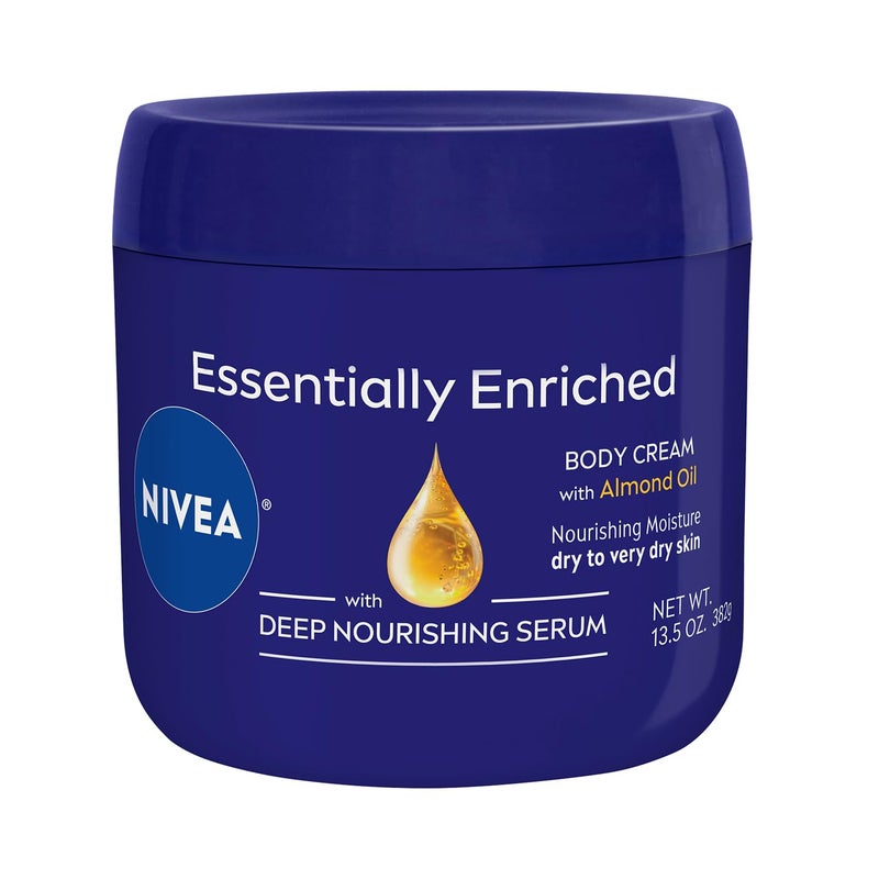 NIVEA Essentially Enriched Body Cream for Very Dry Skin with Almond Oil and Deep Nourishing Serum, 48-Hour Body Moisturizer, 13.5 Oz Jar - Image 1