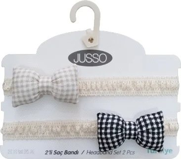 جوسو 2-Piece Hair Band with Bow Black-Beige