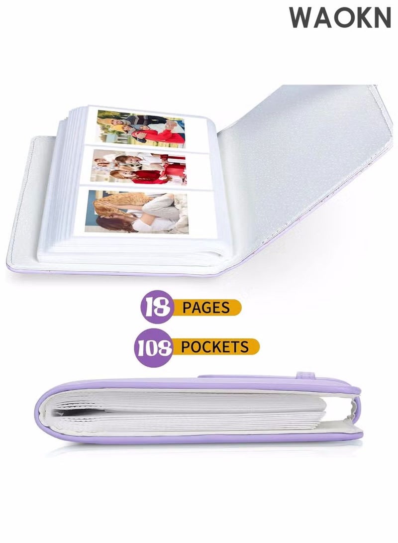 WAOKN 108 Pockets Photo Album, Instant Pictures Album Mini Camera Accessories Portable Small Family Memory Albums Photo Book Durable Portable Photo Album for Family Wedding travel Boys Girls Birthday Gift - Image 5