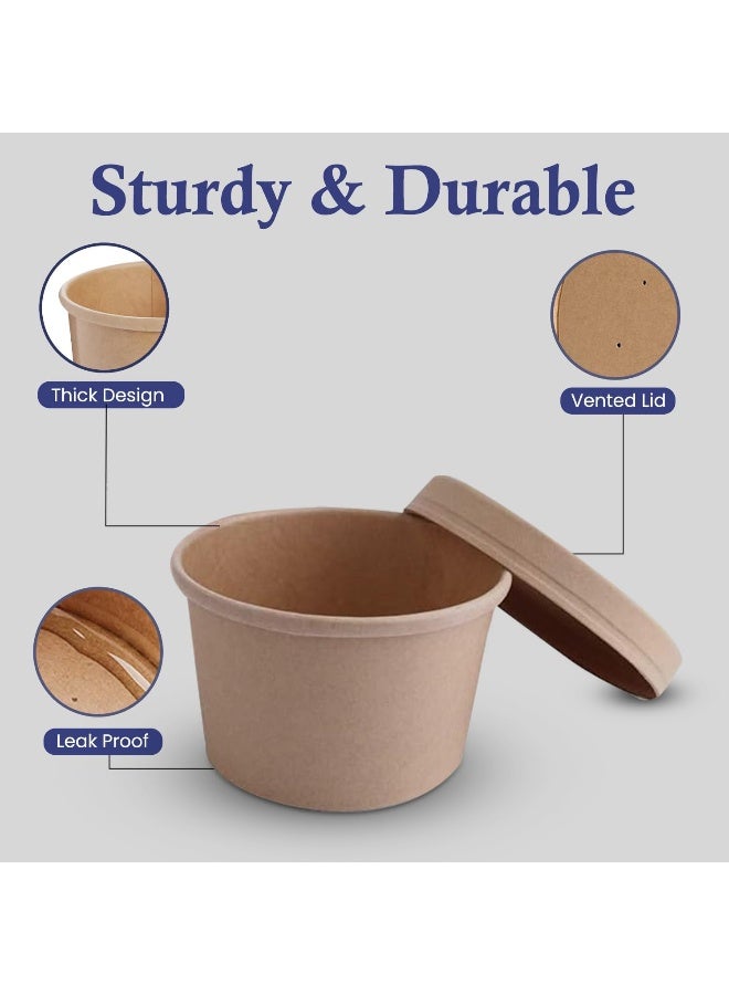 إس إن إتش باكينج **أوعية شوربة SNH باكِنغ صديقة للبيئة، مصنوعة من الكرافت بسعة 16 أونصة، أكواب طعام ورقية للاستخدام مرة واحدة – تحتوي العبوة على 50 قطعة** - Image 3