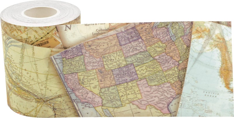 Teacher Created Resources Travel The Map Straight Rolled Border Trim - 50ft - Decorate Bulletin Boards, Walls, Desks, Windows, Doors, Lockers, Schools, Classrooms, Homeschool & Offices - Image 3