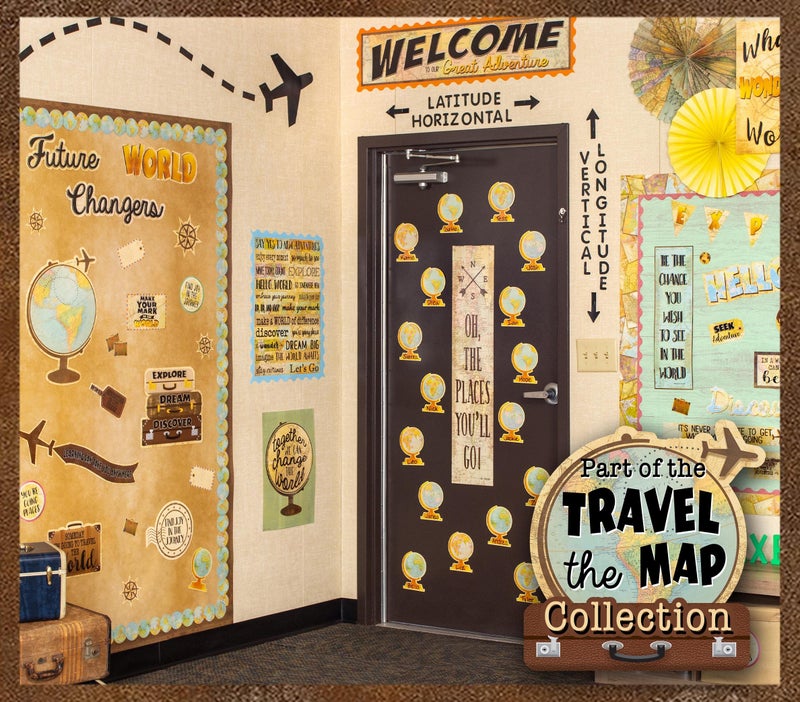 Teacher Created Resources Travel The Map Straight Rolled Border Trim - 50ft - Decorate Bulletin Boards, Walls, Desks, Windows, Doors, Lockers, Schools, Classrooms, Homeschool & Offices - Image 5