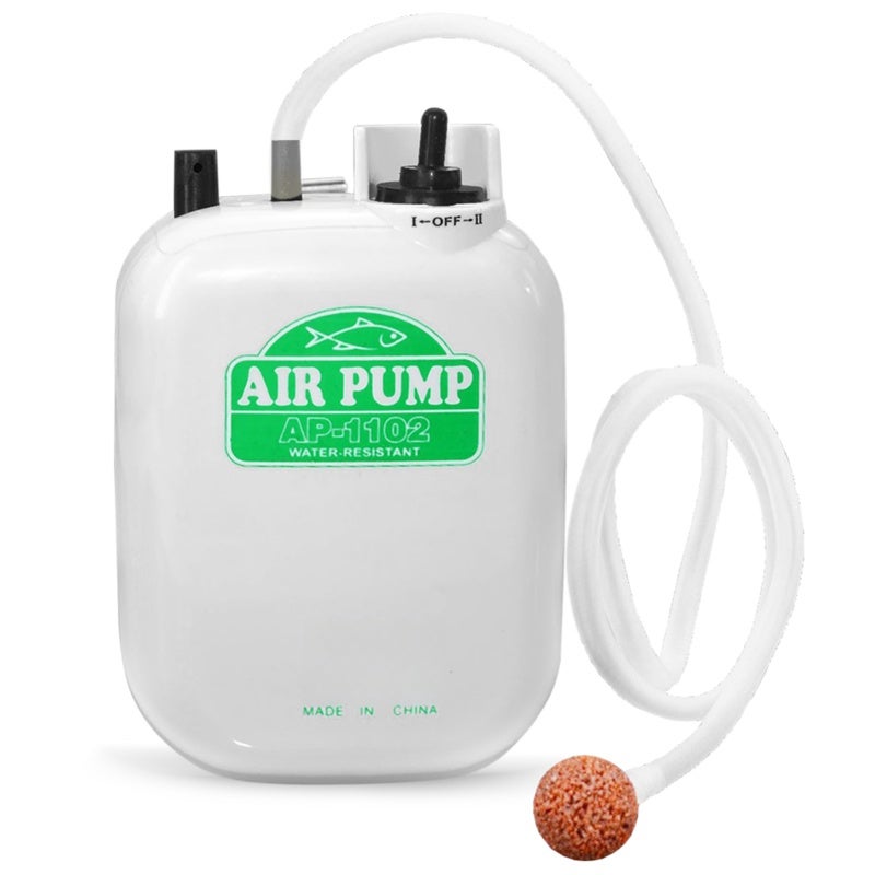 Aquarium Oxygen Pump: White Durable Water-Resistant ABS Construction - Low Power Consumption D Battery Operated Silent 2-Mode Aerator with Stainless Steel Clip for Home Fish Tanks Outdoor Fishing Buck - Image 1