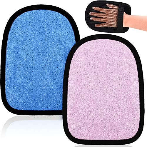 Skylety 2 Pcs Sand Wipe Off Mitts Beach Mitt Wipe Duster Cleaner for Summer Volleyball Sandbox Water Activity Soft Towel Clean Sand from Skin Mitt Pack for Surf Ocean Lakeside RecreationPink Blue - Image 1