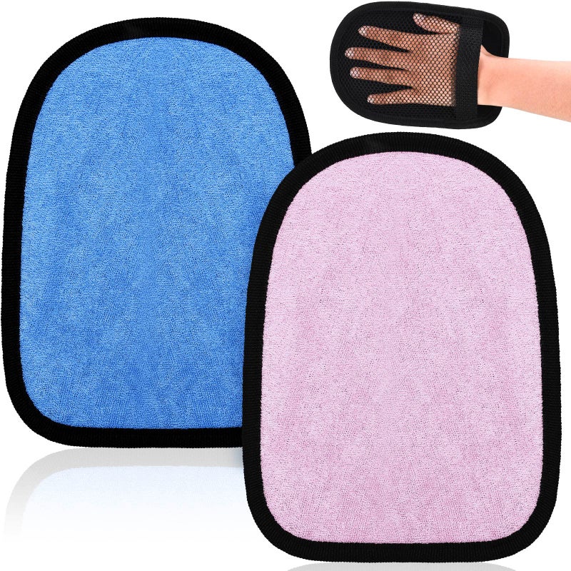 Skylety 2 Pcs Sand Wipe Off Mitts Beach Mitt Wipe Duster Cleaner for Summer Volleyball Sandbox Water Activity Soft Towel Clean Sand from Skin Mitt Pack for Surf Ocean Lakeside RecreationPink Blue - Image 4