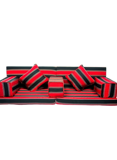COMFY 7 PC FOLDING ARABIC AUTHENTIC MAJLIS SOFA RED & BLACK