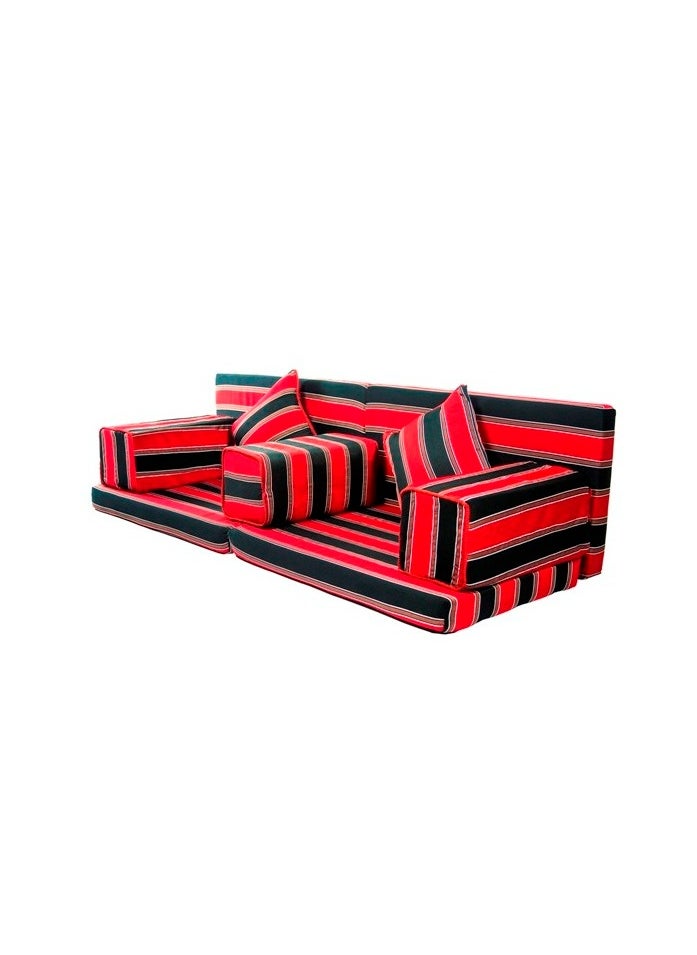 COMFY 7 PC FOLDING ARABIC AUTHENTIC MAJLIS SOFA RED & BLACK
