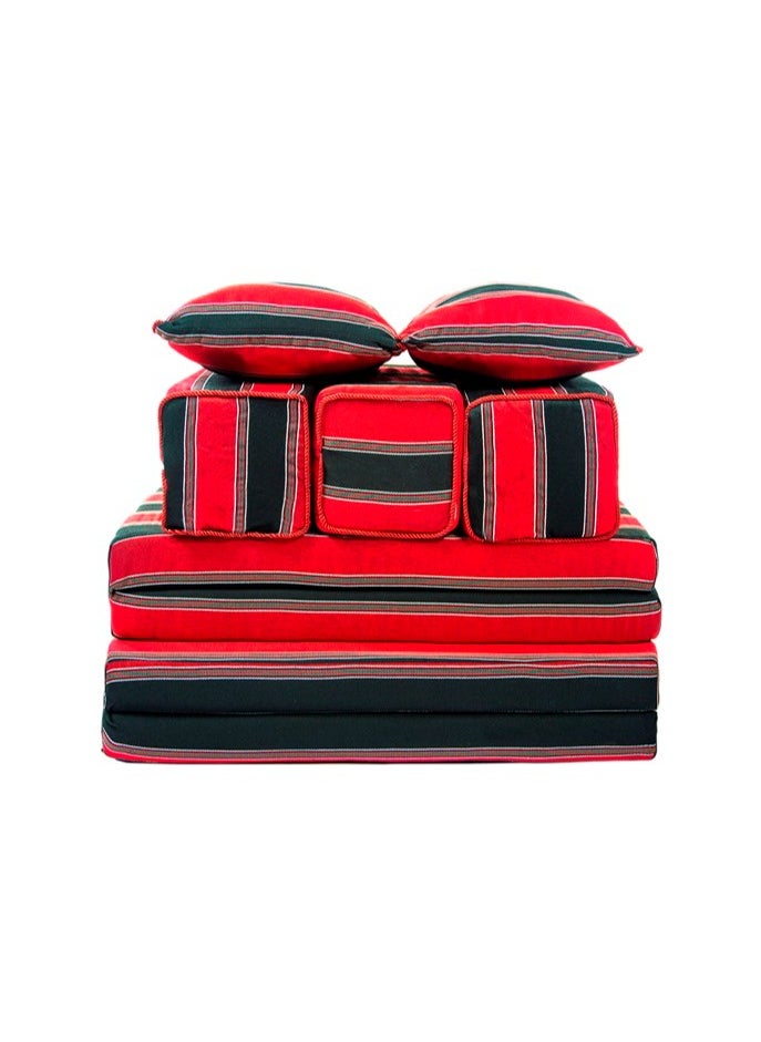 COMFY 7 PC FOLDING ARABIC AUTHENTIC MAJLIS SOFA RED & BLACK