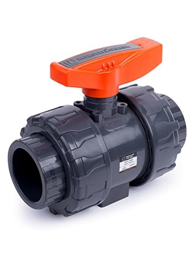 Arabest - 2'' PVC True Union Ball Valve with Full Port, ASTM F1970, EPDM O-Rings and Reversible PTFE Seats, 200 PSI Rating @73F, Grey, 2 inch Socket - Image 1