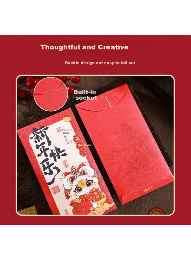 Panavi Deluxe Cartoon Red Envelopes For Engagement And Wedding, Set Of 12 High-end Red Envelopes With Thousand Yuan Bills - Image 2