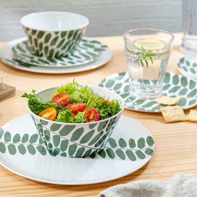 bzyoo 12-Piece Melamine Dinnerware Set - Leaf | Lightweight, Durable, BPA-Free | Dishwasher Safe Dish Set for Indoor & Outdoor Use - Perfect for Camping, BBQs, Kids - Image 2