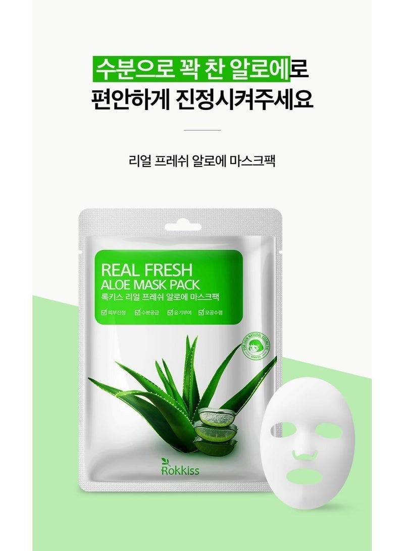ROKKISS 10PCS Korean Face Mask, Aloe Vera, Soothing & Calming, Natural cosmetics - Image 4