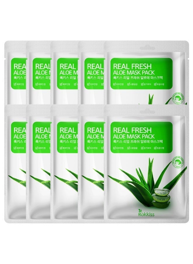ROKKISS 10PCS Korean Face Mask, Aloe Vera, Soothing & Calming, Natural cosmetics - Image 2