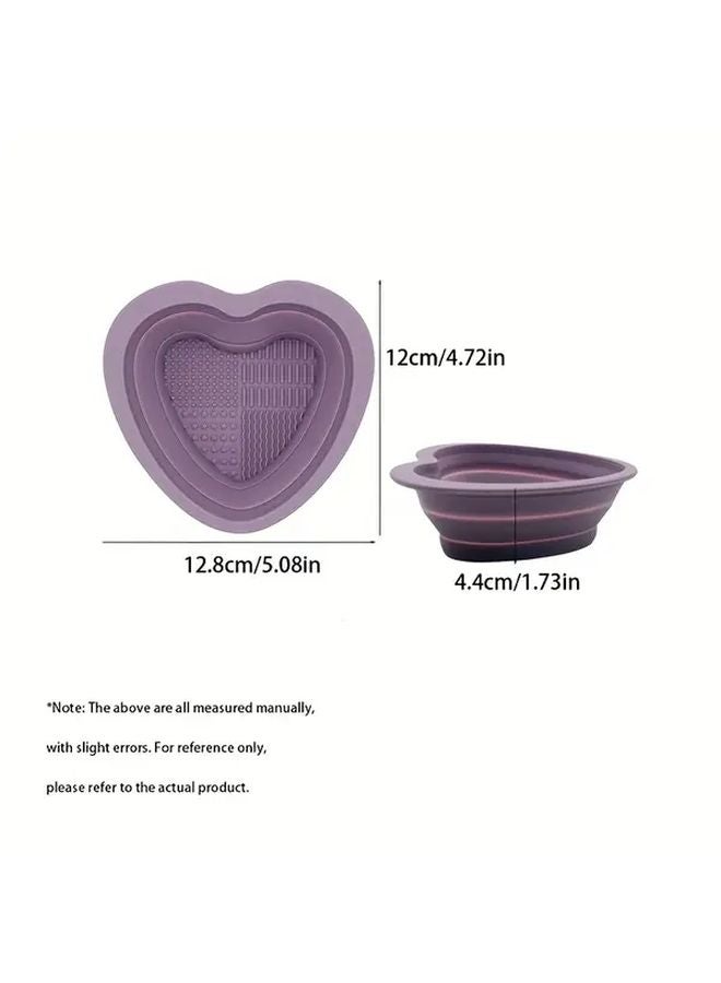 Light Purple Foldable Silicone Heart Makeup Brush Cleaning Box For Beauty Tools - Image 5