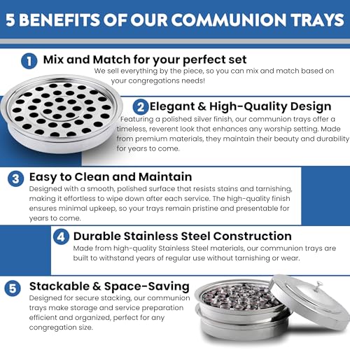 Steadfast Selections (Cup Tray) Silver Premium Communion Trays for Churches | Stainless Steel Communion Set, Supplies | 40 Cup Tray | Church Communion Ware Sets - Image 2