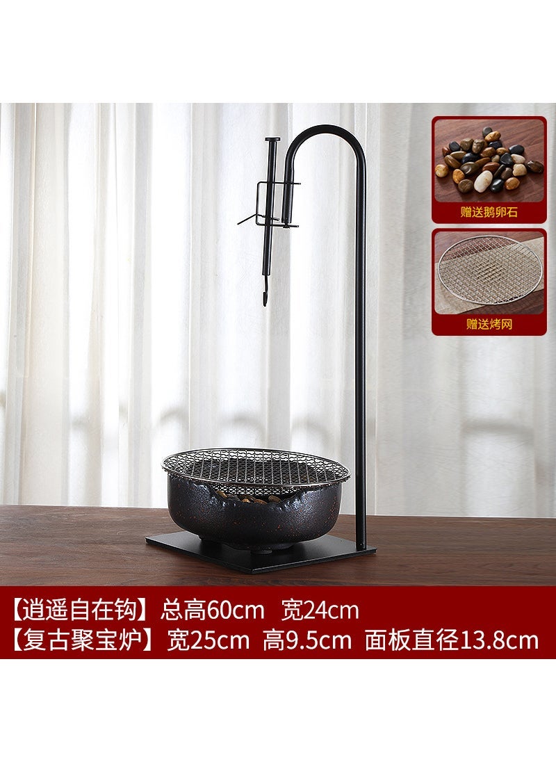 Household tea cooker free hook vintage old rock mud electric ceramic stove tea art hook kung fu tea set accessories vertical hook - Image 5
