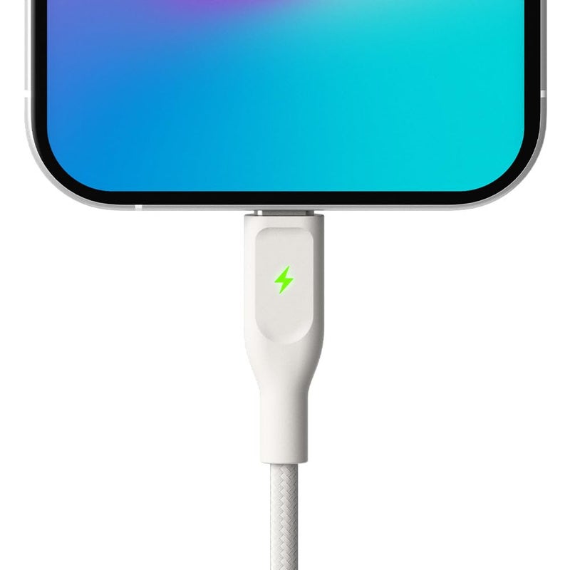 POUT ElectroBoost Thunderbolt LED 100W PD 3.0 USB-C to USB-C Cable â€“ Nylon-Braided Fast Charging & Data Cable with Real-Time LED Status Indicator, E-Marker Chip, 480Mbps Transfer â€“ 4ft, Almond Sand - Image 5