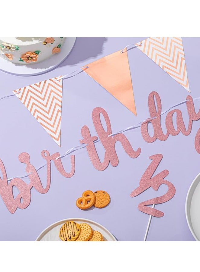 3 Pcs Half Birthday Decorations Set Include 6 Months Happy 1/2 Birthday Banner, Glitter 1/2 Half Year Cake Topper, Triangle Flag Banner for Baby Shower Party Photoshoot Props, Pre-strung(Rose Gold) - Image 5