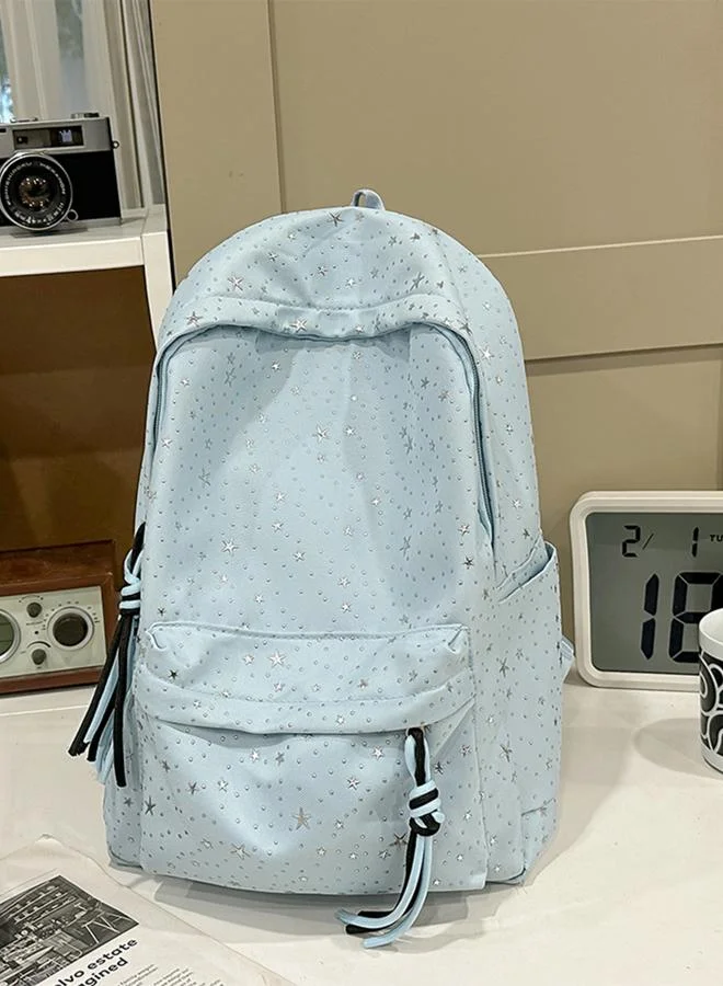 Take Two Blue Embellished Zip Closure Backpack