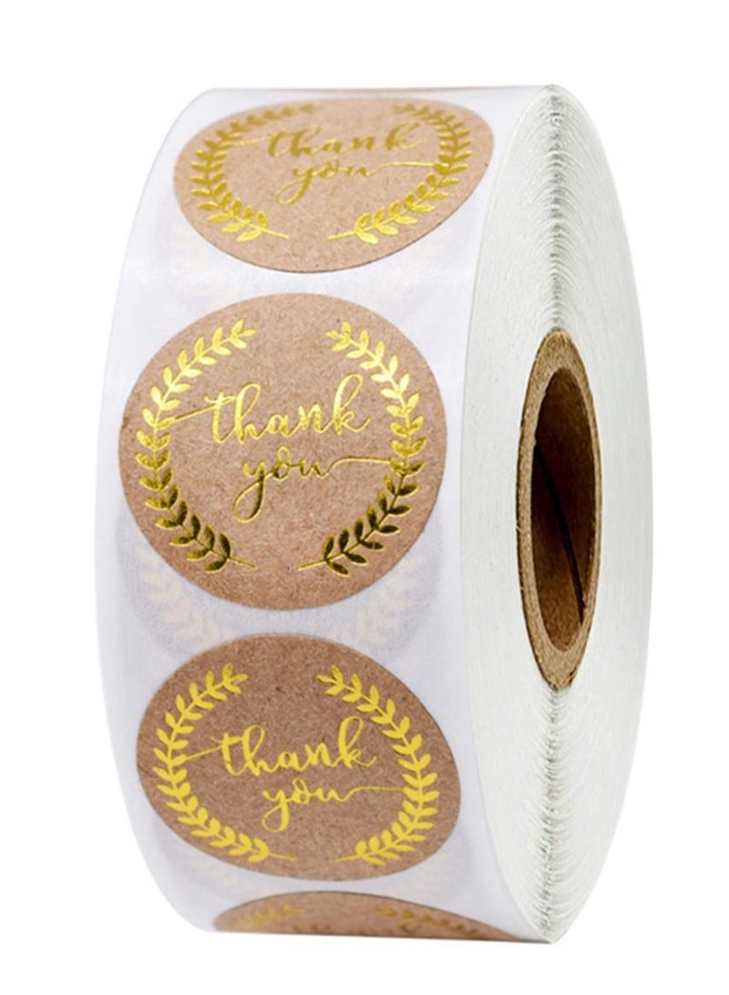 East Lady Thank you for the sticker roll, 500 pieces total of 1 inch, perfect for sealing envelopes with sticky labels made from kraft paper and hot foil stamping. Customers appreciate them for weddings, cake decorations, and small businesses. - Image 1