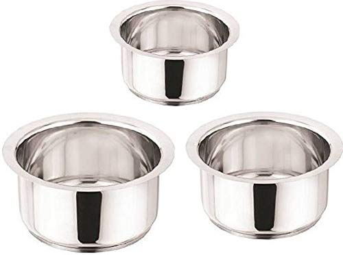 Liolis Stainless Steel 3 Pcs Tope Set | Multipurpose Patila for Milk Boiling | Patila Set for Home with Capacity | 700ml, 1000ml, 1500ml Pack of 3 - Image 1